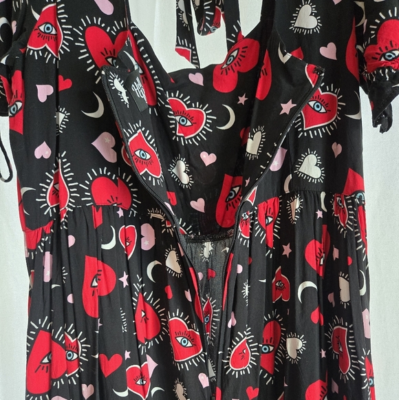 Hell Bunny 2XL UK18 US14 Heart Kate Maxi Dress Pockets Square Neckline EUC - Picture 5 of 7